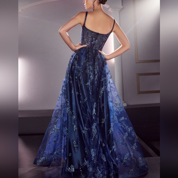 ,rose gold, glitter long corset style a line gown - Picture 6 of 9